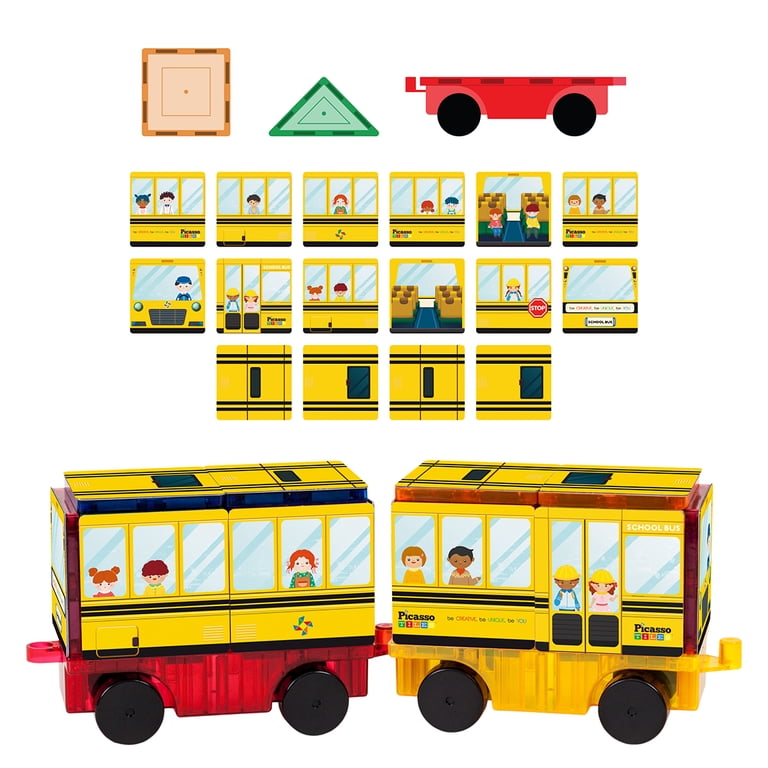 Magnetic Tile Building Blocks 64-Piece Set with Vehicles photo 5