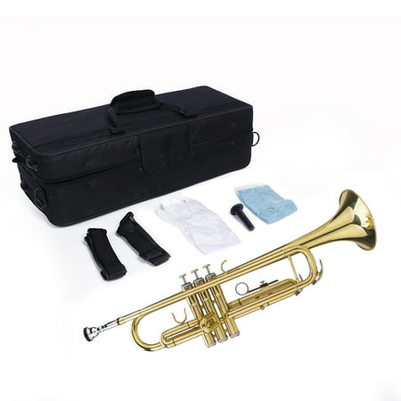 Zimtown Beginner Gold Lacquer Brass Bb Trumpet with Care Kit + Case for Student School