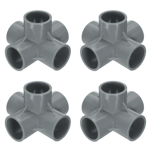 Uxcell Fitting 1-1/4" 5 Ways Connector Furniture Build Grade Pipe Coupling, Grey