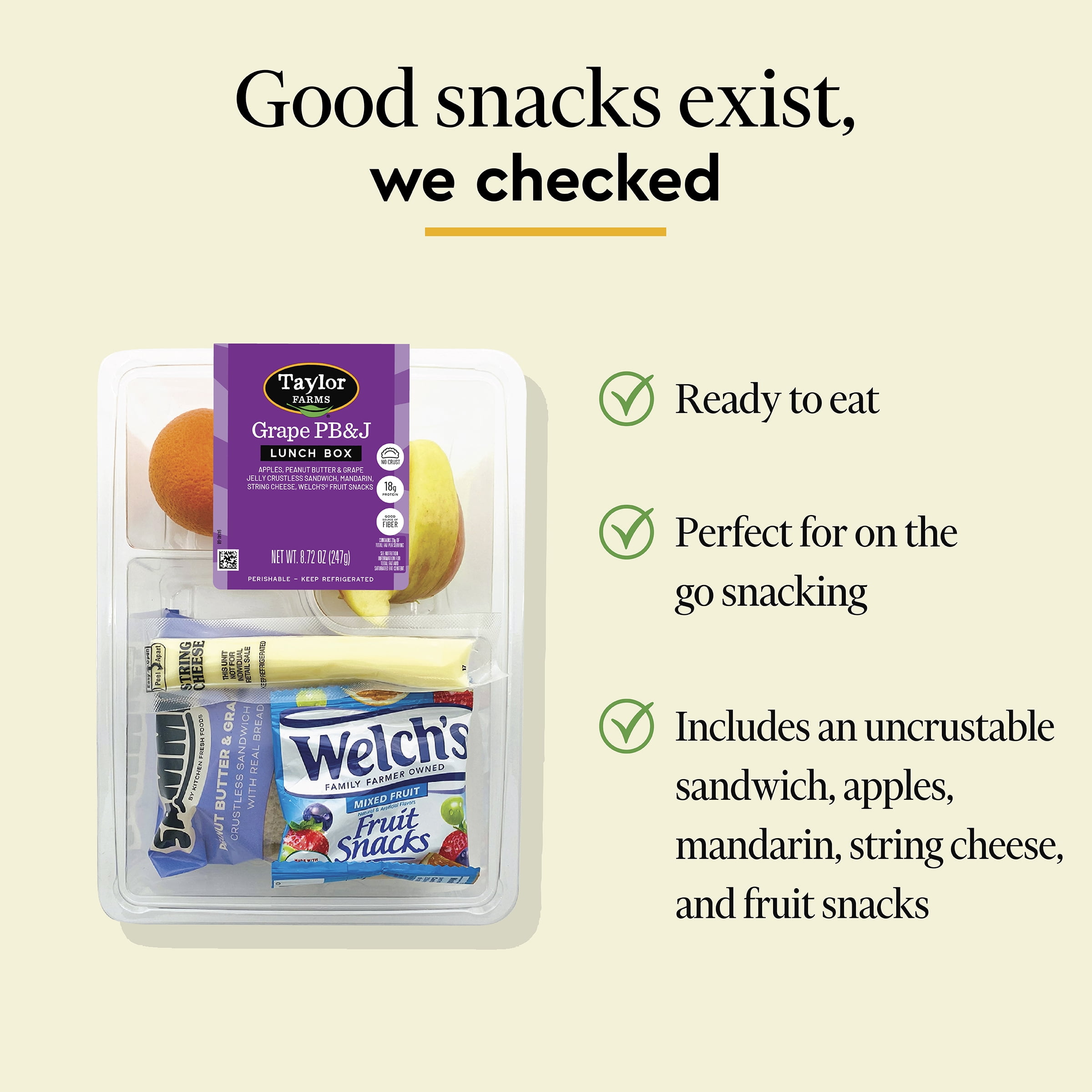 Taylor Farms Grape PB&J Lunch Box, 8.72oz Bites (Fresh)