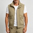 thumbnail image 5 of Atkumj Men Fishing Vest Fashion Multi‑Functional Stand Collar Zip Up Drawstring Hem Oversized Vests Casual Solid Color Loose Mens Outerwear Vests for Outdoor Activity 3XL, 5 of 9