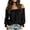 Black, variant on Women's Top Long Sleeve Women Off Shoulder Ruffle Blouse Long Sleeve Flounce Cuff Casual Chiffon Top Black XXL