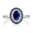 thumbnail image 3 of Gem Stone King 925 Sterling Silver Blue Sapphire Engagement Ring for Women | 1.62 Cttw | Oval Cut 7X5MM | Gemstone Birthstone | Available in Size 5, 6, 7, 8, 9, 3 of 7