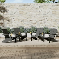 WestinTrends Riviera Outdoor HDPE Modern Adirondack Chair with Cup Holder (Set of 4), Gray