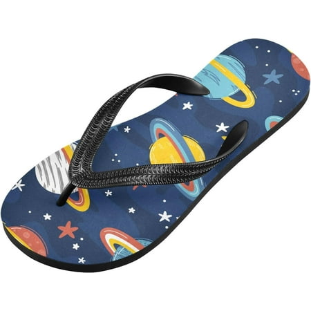 

Galaxy Space Planets Flip Flop Casual Non-slip Thong Sandals for Women Men Beach Summer Slippers XS Indoor Outdoor