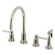 Kingston Brass Concord Deck Mount Widespread Kitchen Faucet with Brass Sprayer Polished Nickel Polished