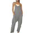 thumbnail image 2 of pstuiky Womens Jumpsuits, Women Print Wide Leg Long Pants With Pockets Straight Tight Trendy Oversized Lounge Pants Baggy Gift for Girl Gray S, 2 of 6
