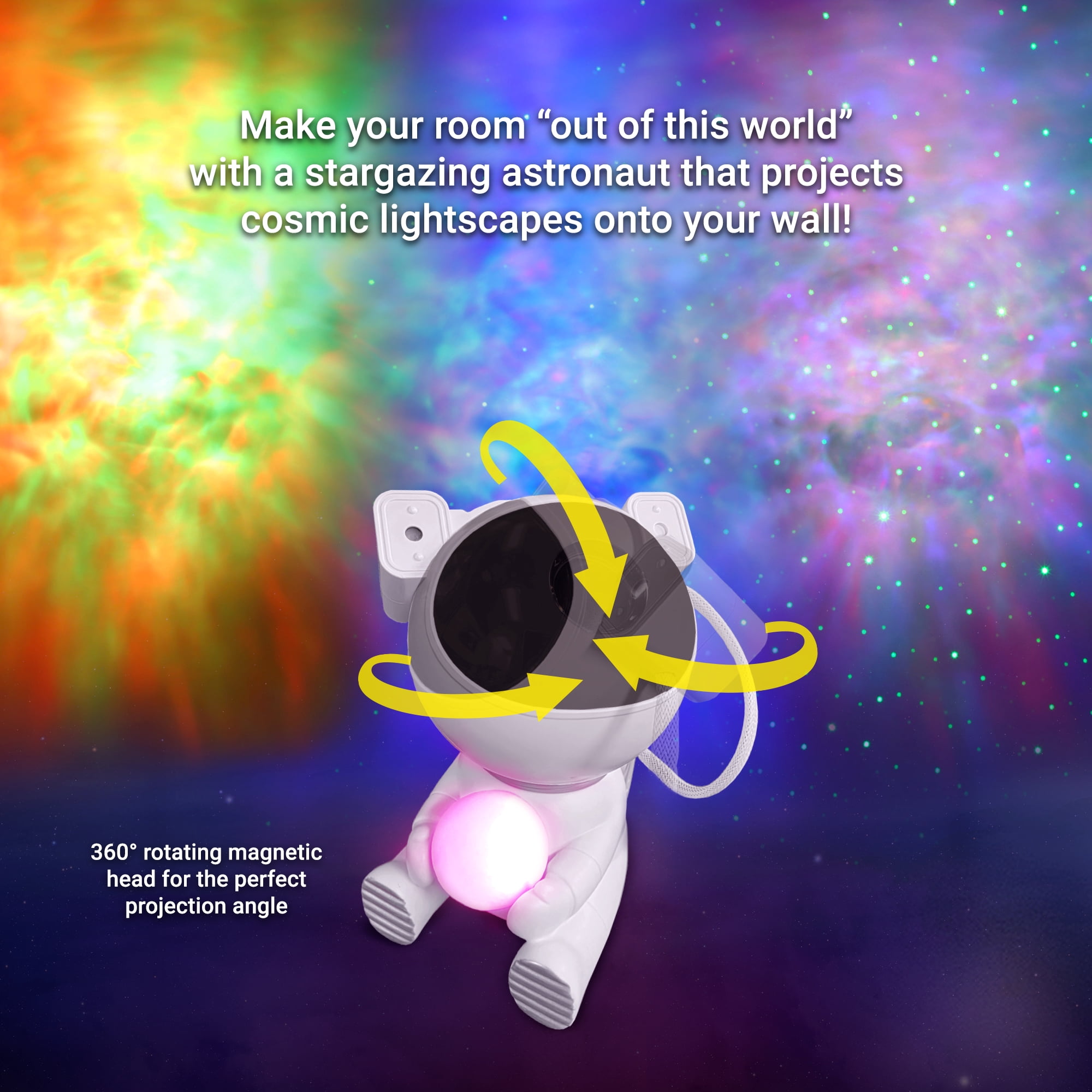 Xtreme Lit USB Powered Astronaut Galaxy LED Night Light Projector with Remote, Multicolor
