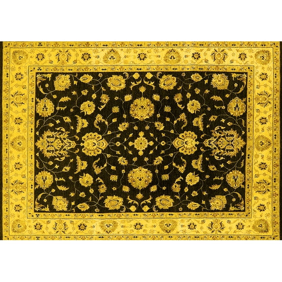 Ahgly Company Indoor Rectangle Oriental Yellow Traditional Area Rugs, 8' x 12'