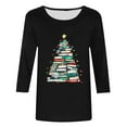thumbnail image 4 of TKLPEHG Christmas 3/4 Sleeve Shirt for Women Cute Xmas Tree Graphic Tee Loose Fit Crew Neck Three Quarter Sleeve Holiday Tops Pullover (Black,XXL), 4 of 5