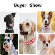 Newborn Brand Personalized Dog Collar PU Leather with Rhinestone Letters, Customized Sparkling Name Collar for Small Dogs Cats,Pink,8-10 inch,Small