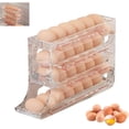 thumbnail image 1 of Huevera, Organizador de Huevos para Refrigerador con Diseño Inclinado de 4 Niveles, Porta Huevos de 30 Huevos, Almacenamiento de Huevos Rodante Automático (Transparente), 1 of 4
