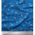 thumbnail image 1 of Soimoi Blue Poly Georgette Fabric Plate & Teacup Beverages Fabric Prints By Yard 42 Inch Wide, 1 of 3