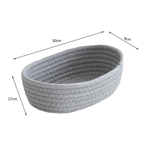 Small Woven Baskets Empty Tiny Storage Baskets Mini Cotton Rope Baskets Oval Decorative Hampers Mini Basket, Desktop Storage Basket Grey A/S By Shiogb