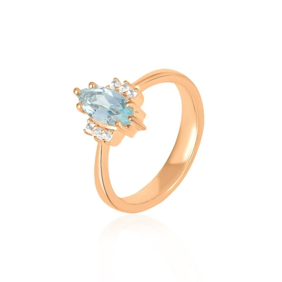Gemshiner Sky Blue Topaz & White Topaz Ring in 925 Sterling Silver with Rose Gold Plating – Marquise Solitaire Design (8)