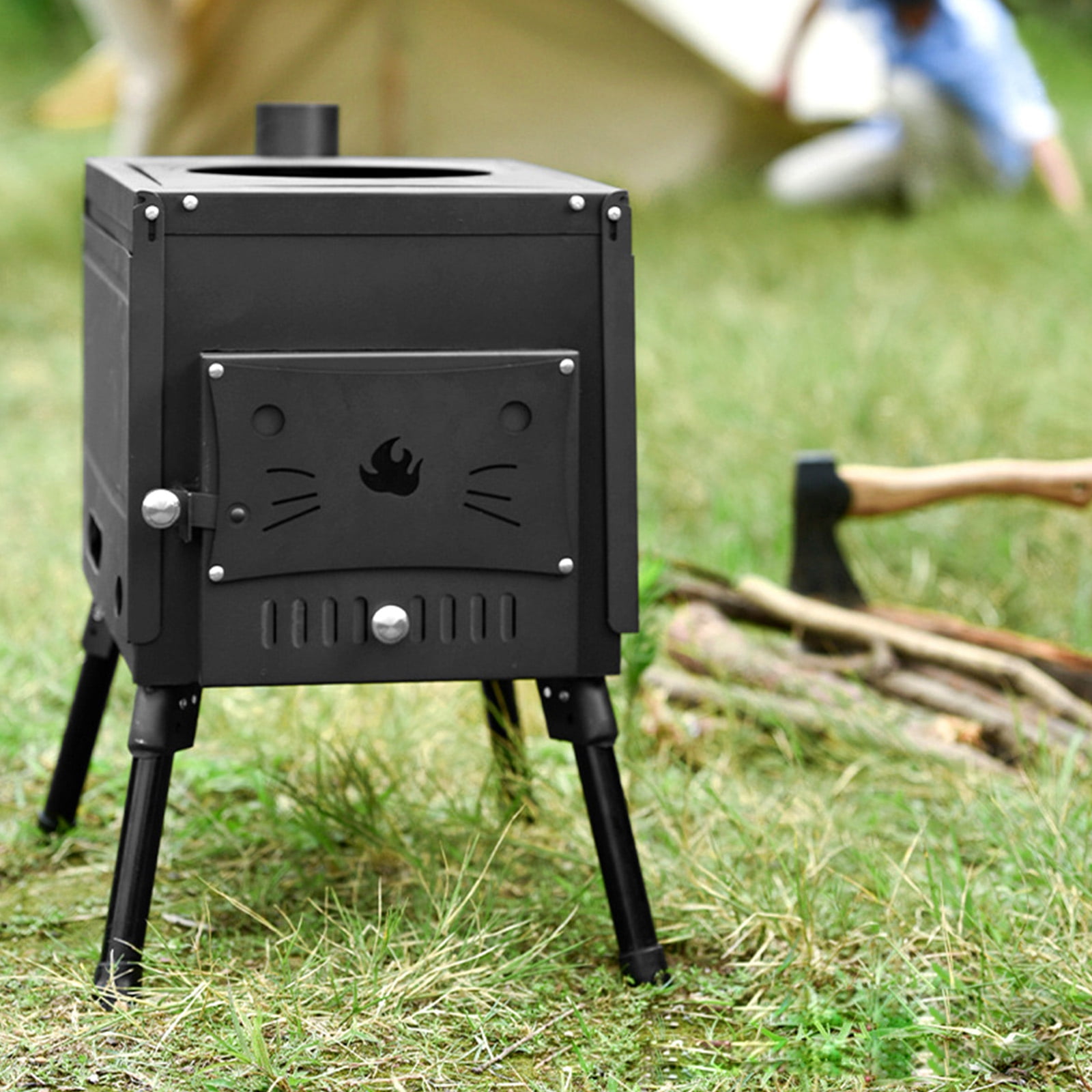 TOPTENG Camping Tent Stove, Portable Tent Wood Stove with 3 Chimney Pipe, Heating Burning Stove for Tents, Travel, and Camping