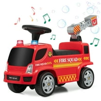 Costway Kids Ride On Fire Truck Foot-to-Floor Sliding Push Car w/ Music & Bubble Maker