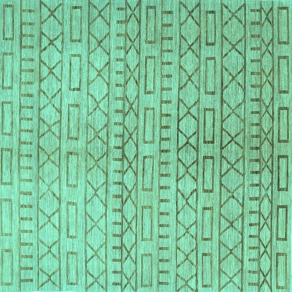 Ahgly Company Indoor Square Abstract Turquoise Blue Contemporary Area Rugs, 8' Square