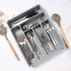 thumbnail image 5 of Organizador de cajones de cocina extensible | Bandeja ajustable para cubiertos de cubertería – Polipropileno, gris/negro, 55x40x5cm | Almacenamiento compartimentado para tenedores, cucharas, 5 of 6