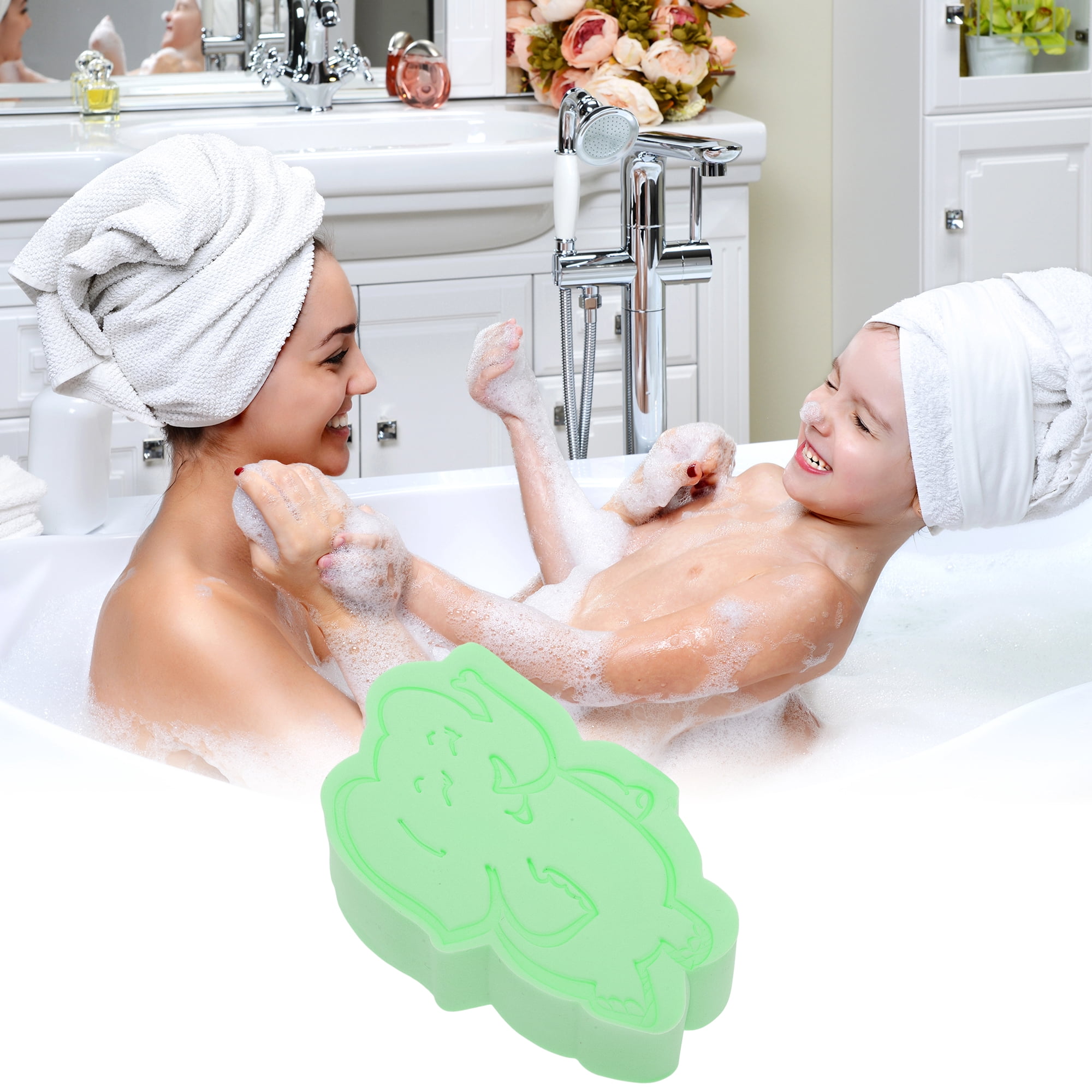 Unique Bargains Elephant Bath Sponge Body Scrubber 1 Pc Cyan