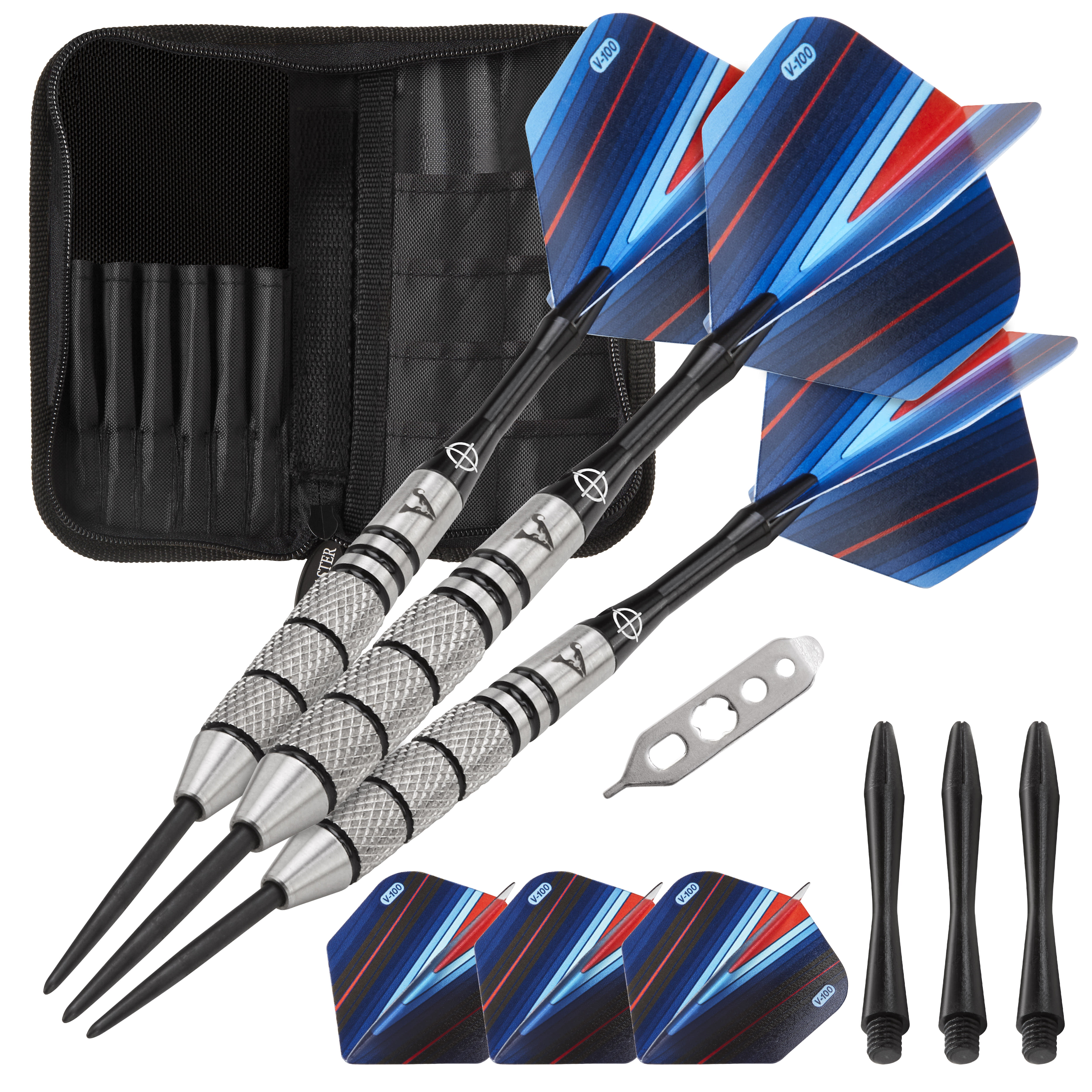 Casemaster Black Wallet Nylon Dart Case Holds 1 set of darts flights shafts tips 