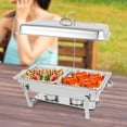 thumbnail image 4 of Wildnix Large Capacity Chafing Dish with Two Food Trays, Stainless Steel Buffet Server with Foldable Bracket, Heat Consistency for Catering, 4 of 5