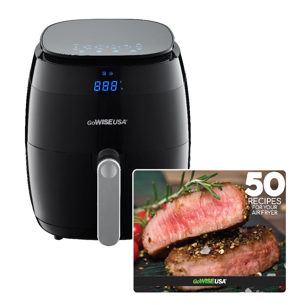 GoWISE USA 3.7Quart 8in1 Touchscreen Air Fryer (Black), GW22821 + 50