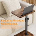 thumbnail image 4 of Meeyoga Mesa Auxiliar con Ruedas y Altura Ajustable 48-84 cm, Mesas de Sala para L&aacute;mparas, Giratoria 360&deg;, Ruedas Desmontables con Freno, Estilo Moderno de Madera Nogal para Sof&amp, 4 of 7
