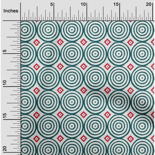 oneOone Organic Cotton Poplin Twill Fabric Diamond & Circle Block Decor Fabric Printed BTY 42 Inch Wide