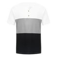 thumbnail image 4 of ZCFZJW Mens Polo Shirts Casual Summer Short Sleeve Striped Color Block Print Button Henley Tops Loose Lightweight Regular Fit Comfy Basic Tees Shirt Gray M, 4 of 7