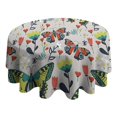 thumbnail image 4 of Gray Red Flower Butterfly Pattern Round Tablecloth 60"x60",Wrinkle Wipeable Table Cloth for Kitchen Dining Room Picnic Patio Party, 4 of 6