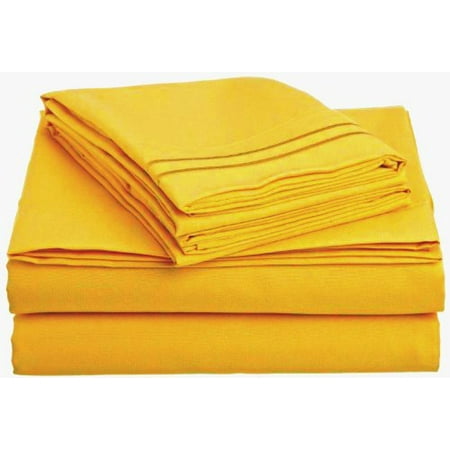 4pc Bed Sheet Set, Queen, Yellow, Queen Size 4pc Set ...