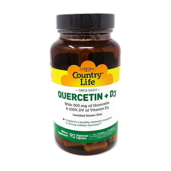 Country Life Quercetin   D3, 90 Vegetarian Capsules