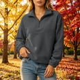 thumbnail image 6 of vdgthytj Sweatshirts for Women Long Sleeve Quarter Zip Lapel Collar Fleece Loose Fitted Fall Winter Warm Casual Pullover Tops(Medium,Gray), 6 of 7