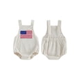thumbnail image 2 of BemeyourBBs Newborn Baby Boy Girl My First 4th of July Outfit Patriot Independent Day Summer Clothes Romper Overalls USA Flag Embroidery Sleeveless Square Neck Backless Jumpsuit Bodysuit Overalls, 2 of 9