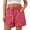Striped*Red, variant on Axiiglly Womens Shorts Striped Print High Mid Rise Drawstring Elastic Waist Summer Beach Boho Shorts with Pockets, S-3XL