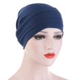 thumbnail image 2 of Bangcool Turban Cap Pleated Simple Solid Color Elastic Beanie Hat Slouchy Hat for Women, 2 of 6