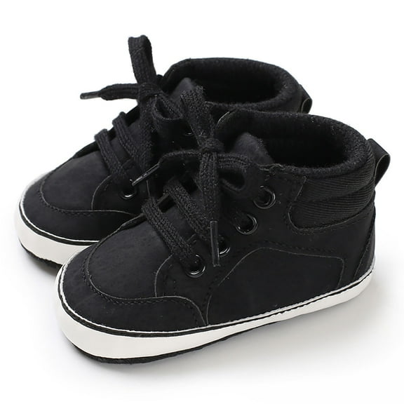 Akiihool Babys Sneakers Baby Shoes Girl Boy Breathable Non-Slip Rubber Sole Toddler Crib First Walker Shoes (Black,4)