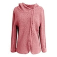 thumbnail image 4 of Breezora Women's Casual Hooded Zip Up Jacket Lightweight Faux Sherpa Fall Spring Thin Coat XL Size Pink, 4 of 4