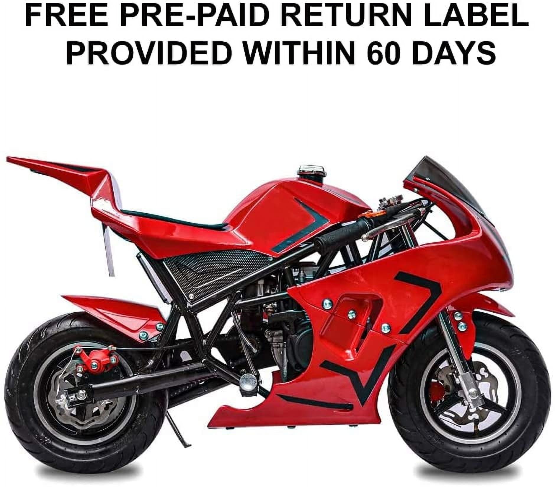 FRP 4 Stroke Pocket Bike 03, Pocket Bike for Kids W/ Strong Dual Brake, Realistic Racing Pocket Rocket Max Speed 20 Mph, Mini Bike Max Weight 165 LB-Ultra Edition, Red