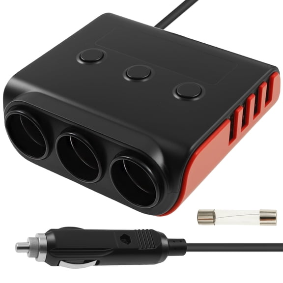 Wrvxzio 3 sockets Cigarette Lighter Splitter 12V/ 24V LED Display 4 USB Ports Car Charger Adapter for Vehicle RV SUV Truck