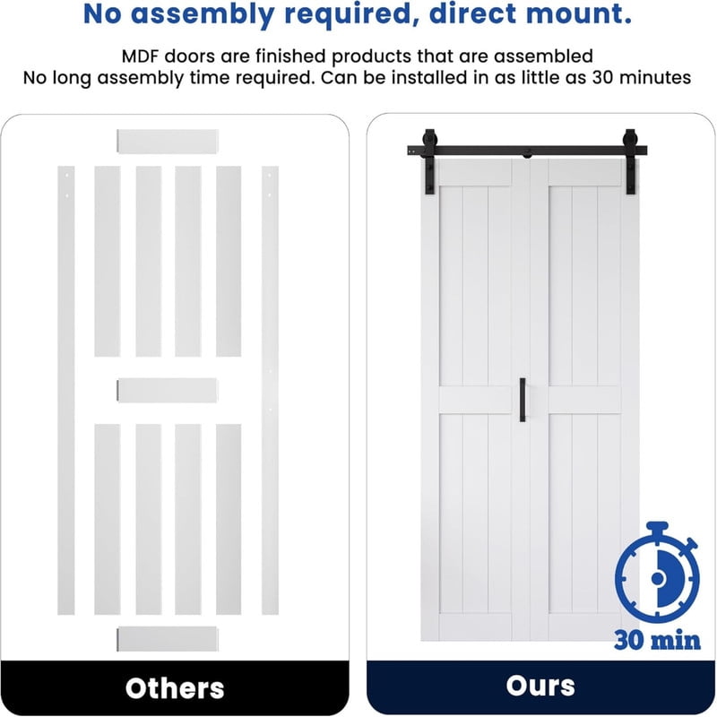 Easy4Home Bifold Barn Door 40"x84" Bi-Fold Sliding Closet Doors with Track and Hardware Kit Space Saving
