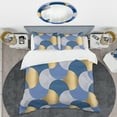 thumbnail image 2 of Designart 'Retro Luxury Waves In Gold And Blue X' Mid-Century Modern Duvet Cover Set, 2 of 4