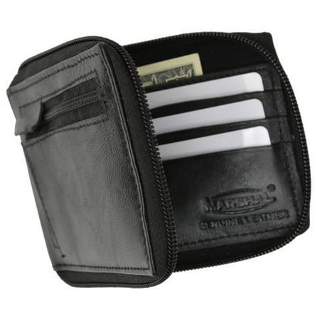 Men's premium genuine leather credit card ID bifold ziparound wallet