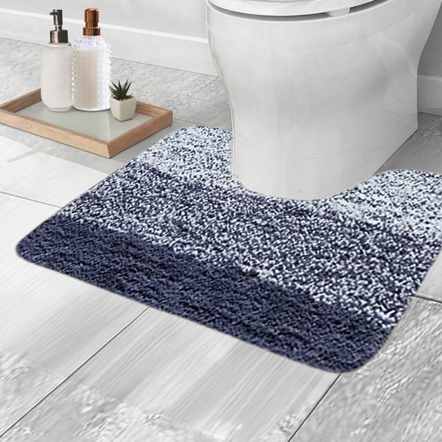 COM1950s U Shaped Toilet Bath Mat,Non Slip Absorbent Bathroom Rug,Soft Microfiber Toilet Floor Mat with Latex Backing for Bathroom,Machine Washable,16X20 Inches