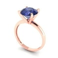 thumbnail image 2 of 2.5 ctw Solitaire Anniversary Ring for Women | Round Cut Simulated Tanzanite | Hyperallergenic Solid 18K Rose Gold, 2 of 5
