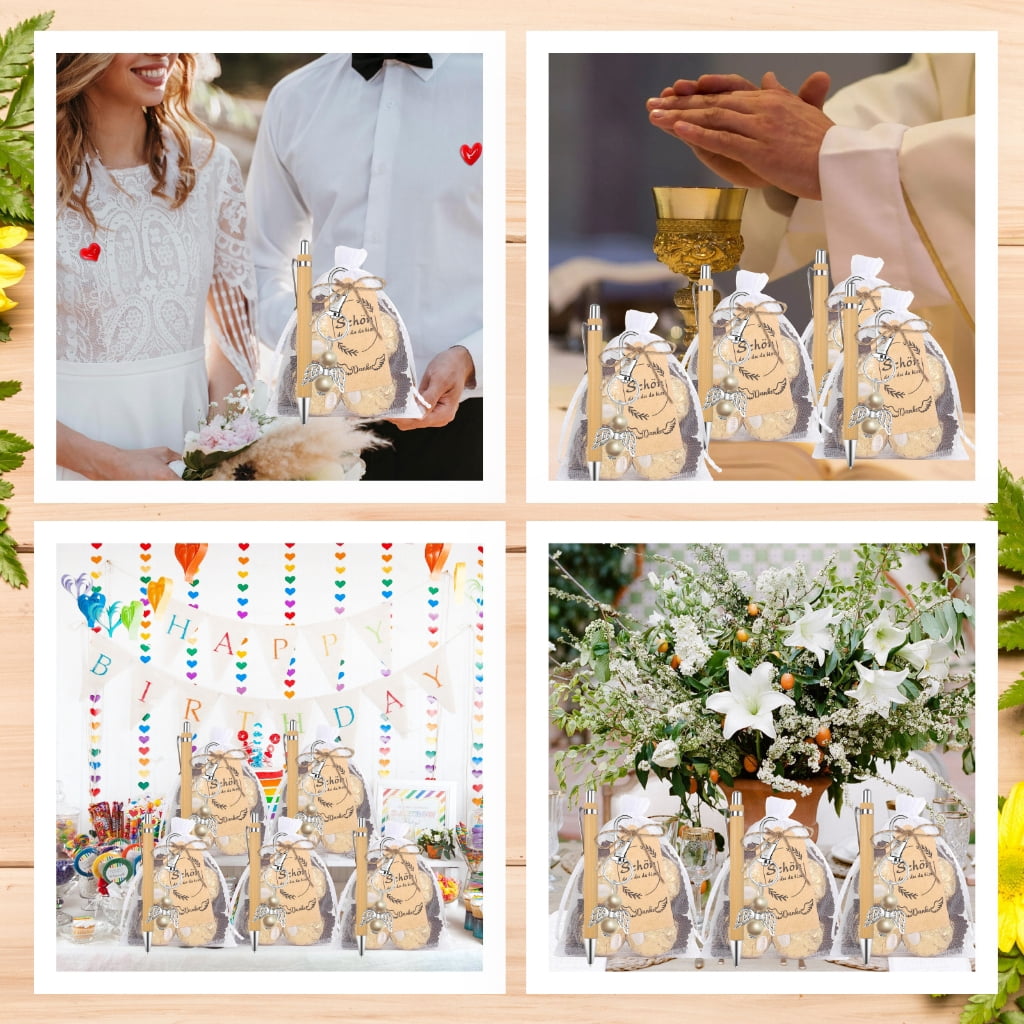 25Pcs Angel Keychain Retractable Ballpoint Pen Set for Baby Showers Wedding