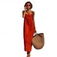 thumbnail image 5 of White Linen Blend Slip Maxi Dress, Square Neck Sleeveless Casual Dress For Beach & Vacation, 5 of 7