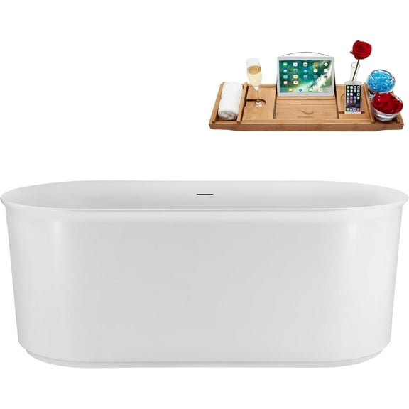59" Streamline N4820ORB Soaking Freestanding Tub and Tray With Internal Drain in Matte Oil Rubbed Bronze