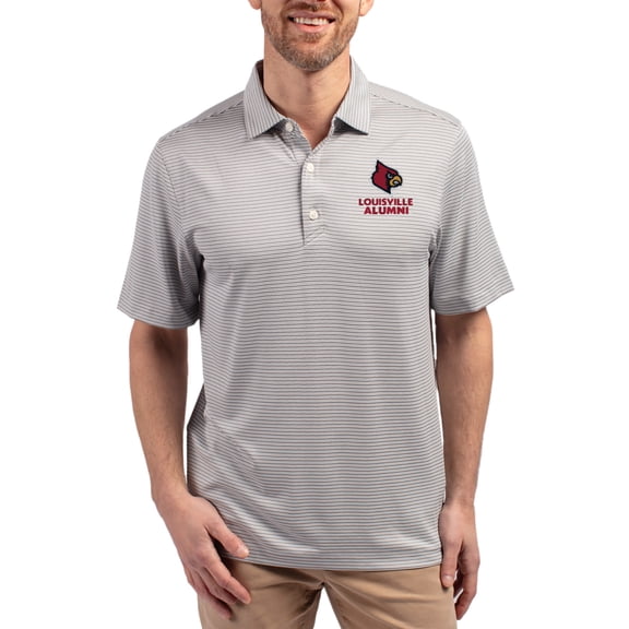 Men's Cutter & Buck Gray Louisville Cardinals Forge Eco Double Stripe Stretch Recycled Polo